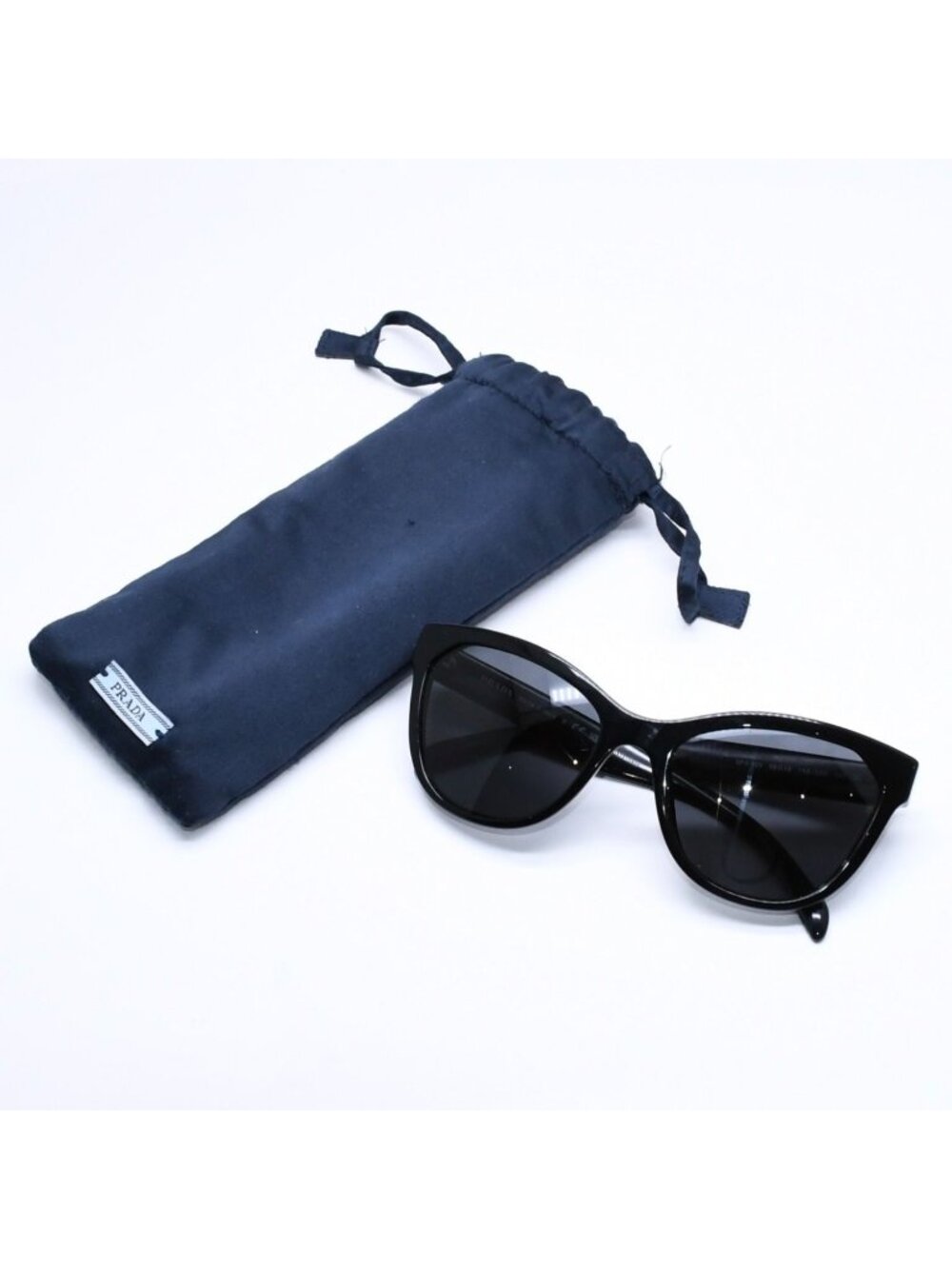 Prada Sunglasses Eyewear Cat Eye 19 Black Silver Logo